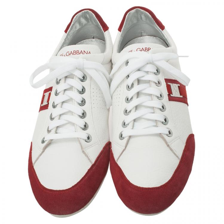 مملوكة مسبقًا Dolce and Gabbana Two Tone Leather and Suede  Sneakers Size 45