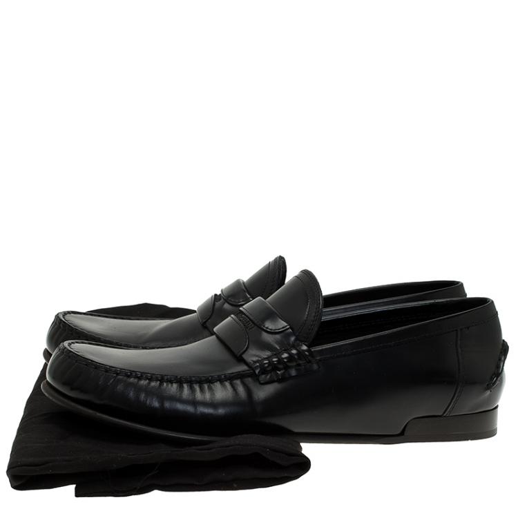 Pre Owned Dolce and Gabbana Black Leather Penny Loafers Size 40.5