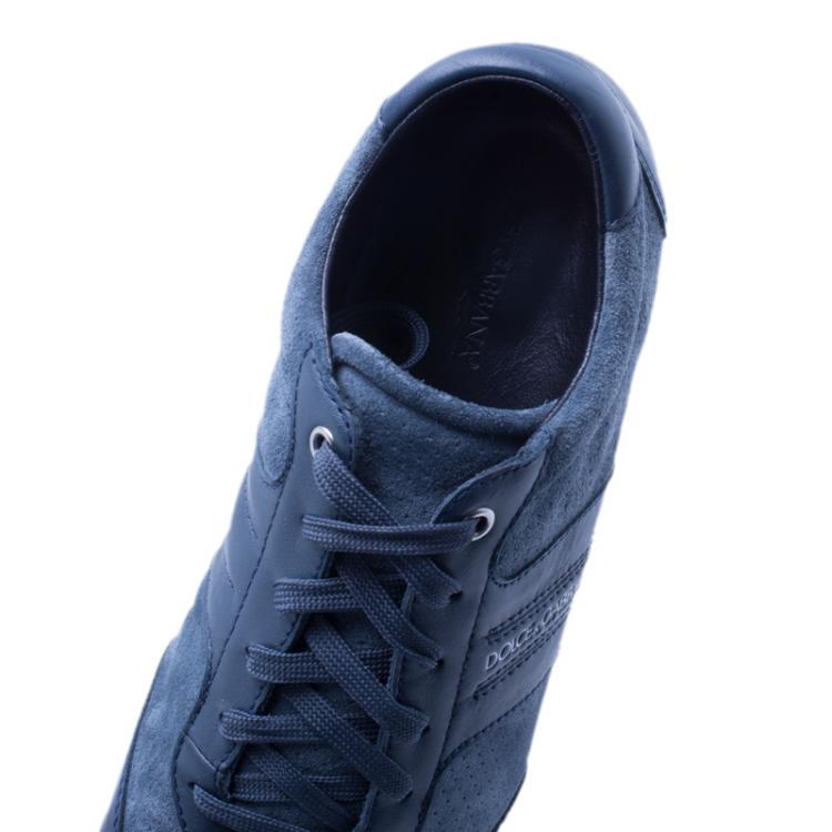 Pre Owned Dolce and Gabbana Two Tone Suede and Leather Sneakers Size 42