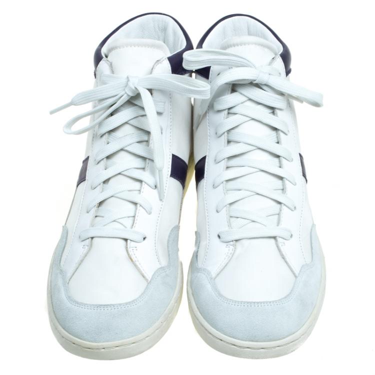 Pre Owned Dolce and Gabbana Multicolor Nylon and Leather High Top Sneakers Size 41