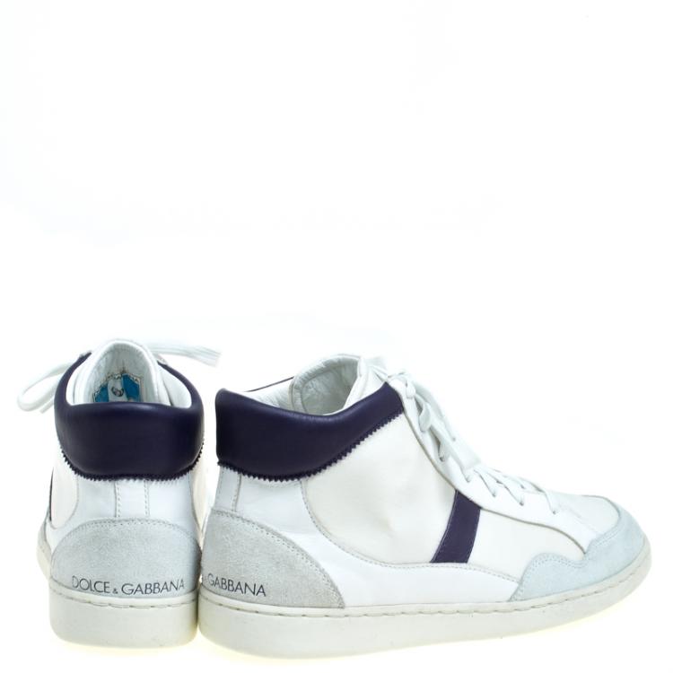 Pre Owned Dolce and Gabbana Multicolor Nylon and Leather High Top Sneakers Size 41