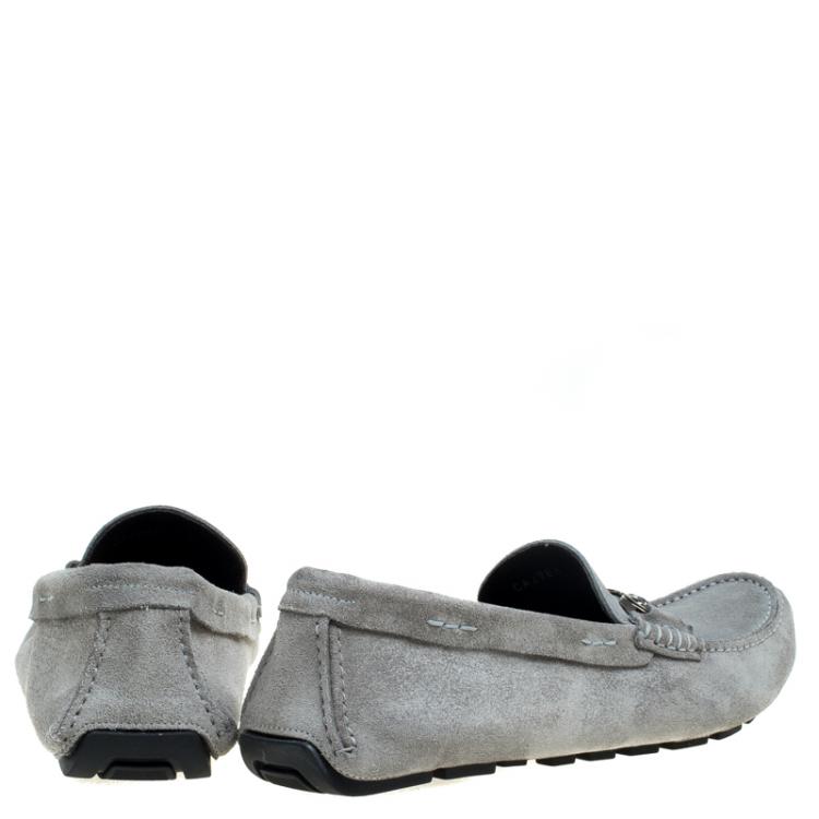 Pre Owned Dolce and Gabbana Grey Suede Boat Moccasins Loafers Size 41
