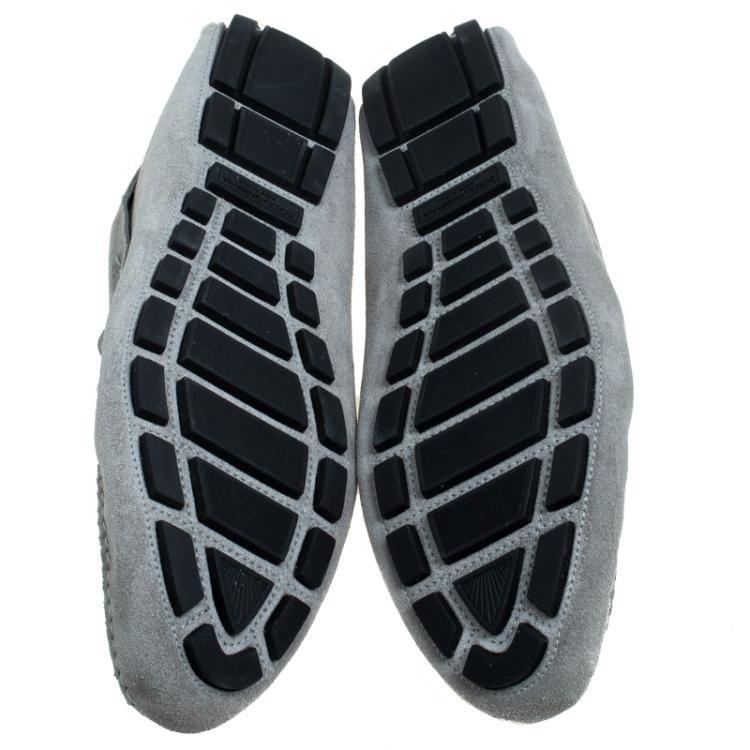 Pre Owned Dolce and Gabbana Grey Suede Boat Moccasins Loafers Size 41