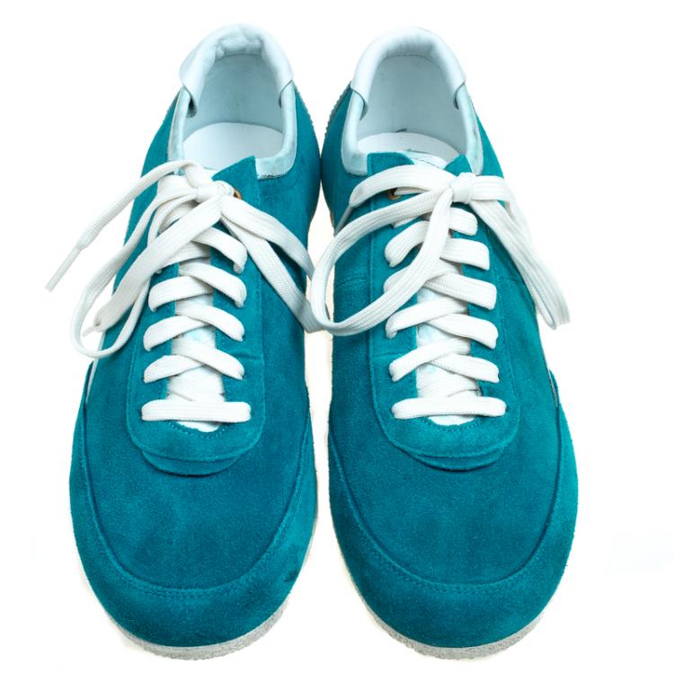 Pre Owned Dolce and Gabbana Teal Green Suede Sneakers Size 42.5