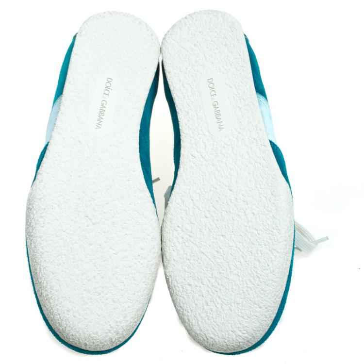 Pre Owned Dolce and Gabbana Teal Green Suede Sneakers Size 42.5