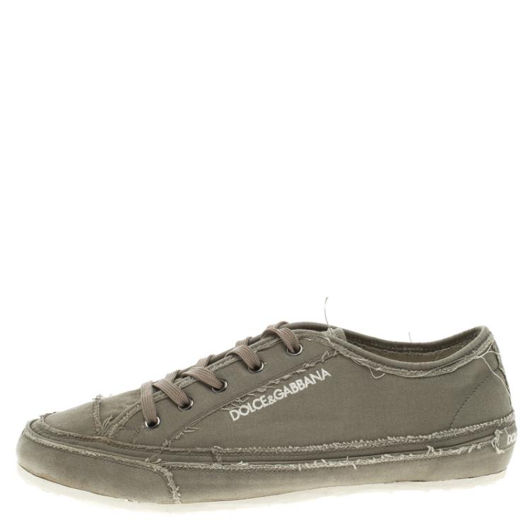 Pre Owned Dolce and Gabbana Grey Canvas Lace Up Sneakers Size 41
