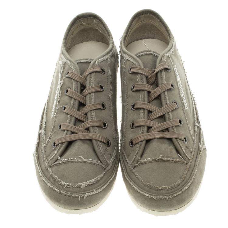 Pre Owned Dolce and Gabbana Grey Canvas Lace Up Sneakers Size 41
