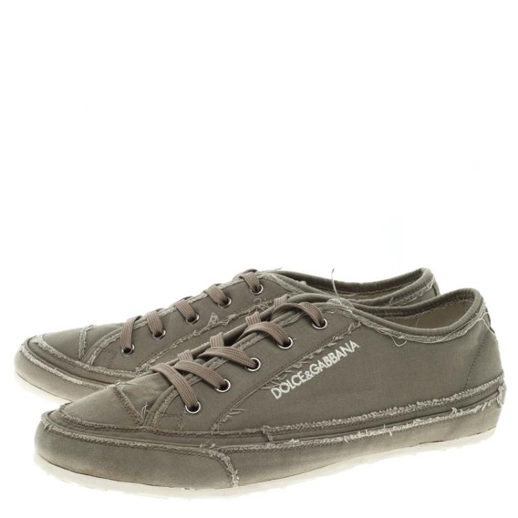 Pre Owned Dolce and Gabbana Grey Canvas Lace Up Sneakers Size 41