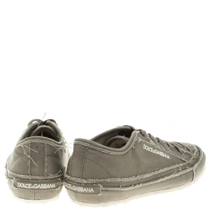 Pre Owned Dolce and Gabbana Grey Canvas Lace Up Sneakers Size 41