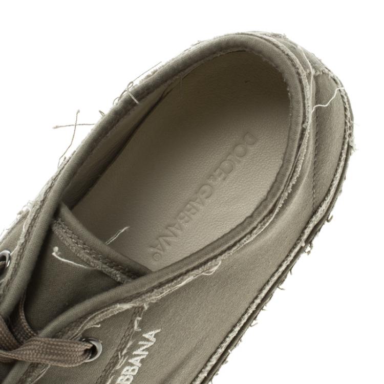 Pre Owned Dolce and Gabbana Grey Canvas Lace Up Sneakers Size 41