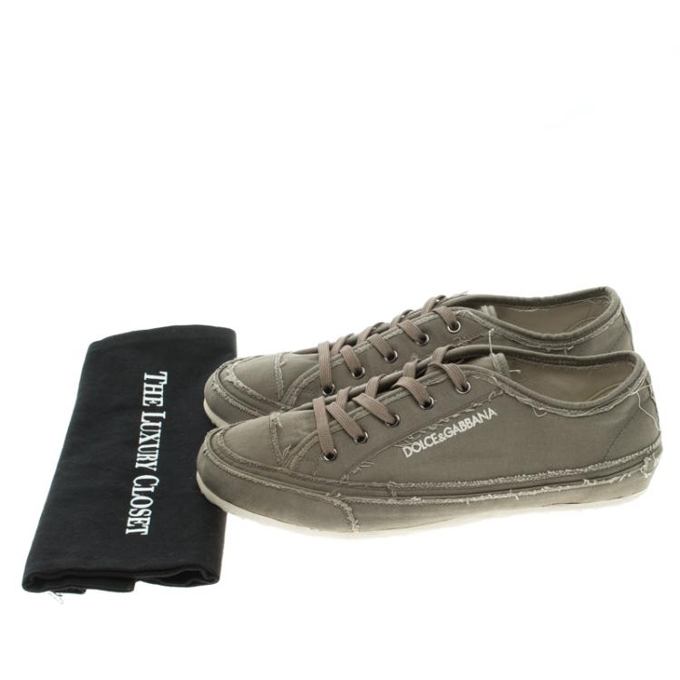 Pre Owned Dolce and Gabbana Grey Canvas Lace Up Sneakers Size 41