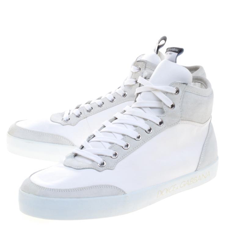 Pre Owned Dolce and Gabbana Two Tone Leather and Suede High Top Sneakers Size 40.5