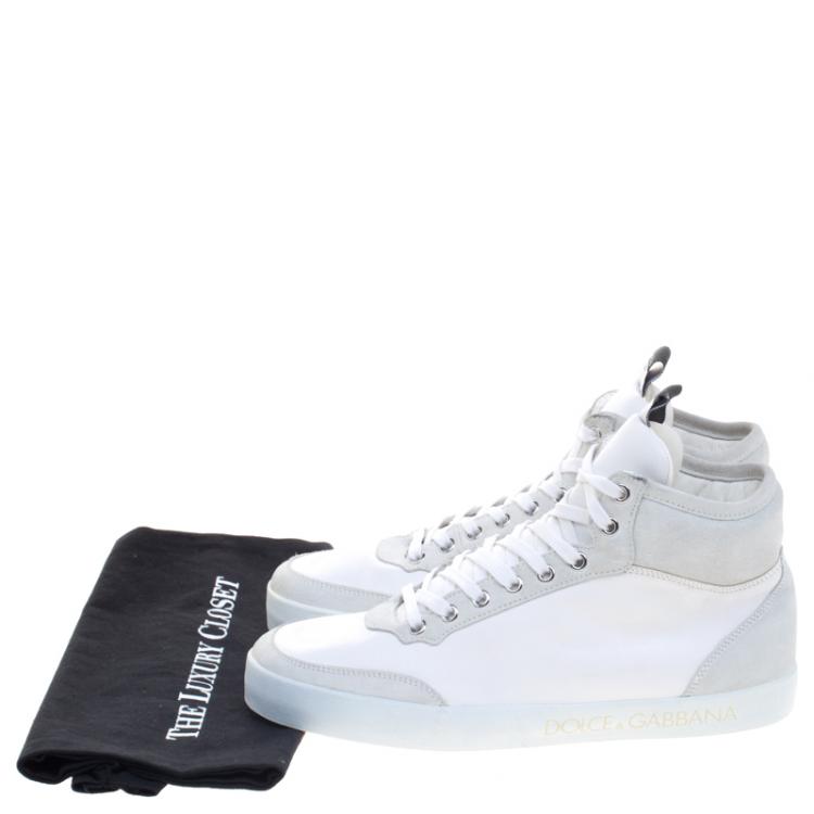 Pre Owned Dolce and Gabbana Two Tone Leather and Suede High Top Sneakers Size 40.5