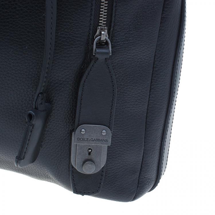 Pre Owned Dolce and Gabbana Black Leather Alan Breifcase
