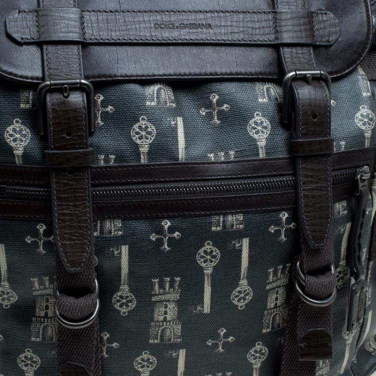 Pre Owned Dolce and Gabbana Brown Coated Canvas and Leather Trimmed Backpack