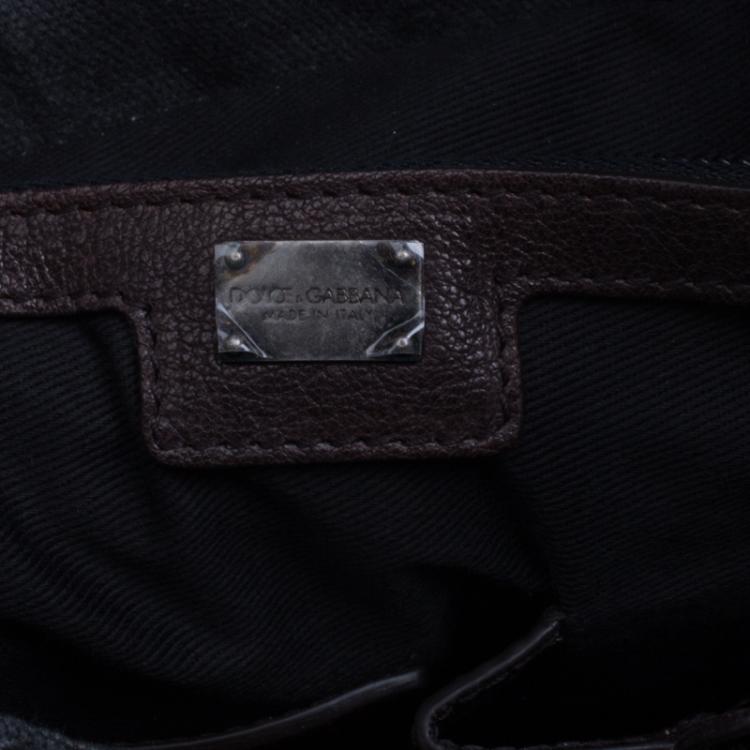 Pre Owned Dolce and Gabbana Brown Coated Canvas and Leather Trimmed Backpack