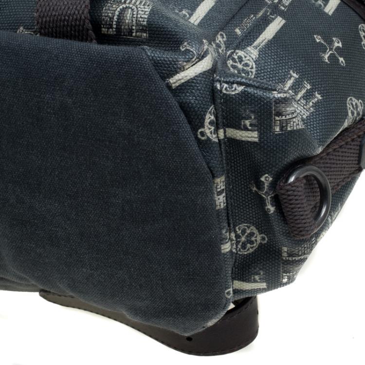 Pre Owned Dolce and Gabbana Brown Coated Canvas and Leather Trimmed Backpack
