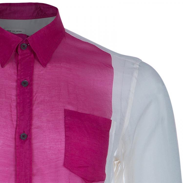 Pre Owned Dries Van Noten Long Sleeve Color-block Shirt M