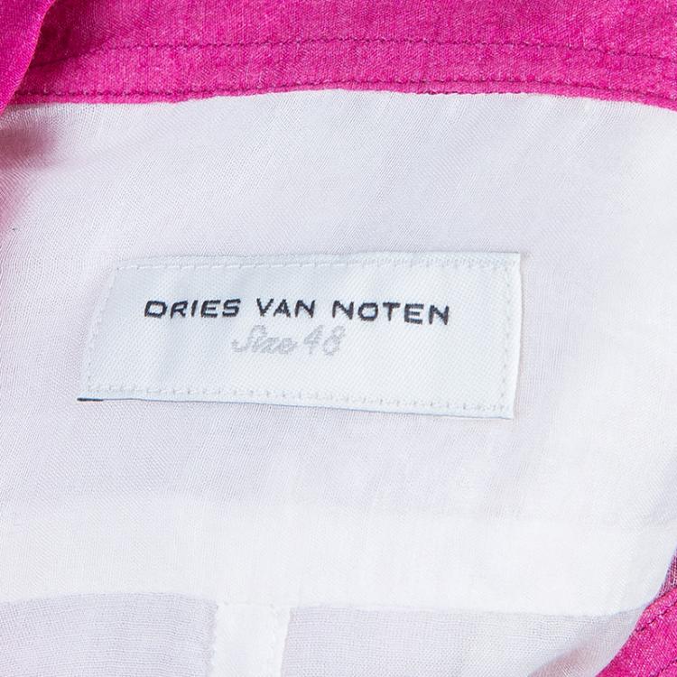 Pre Owned Dries Van Noten Long Sleeve Color-block Shirt M