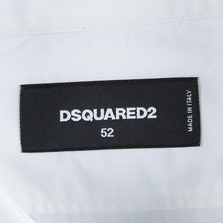 Pre Owned DSquared2 White Cotton Fingerprint Detail Elasticized Waist Short Sleeve Shirt XXL