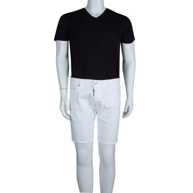 Pre Owned DSquared2 White Denim Bermuda Shorts L