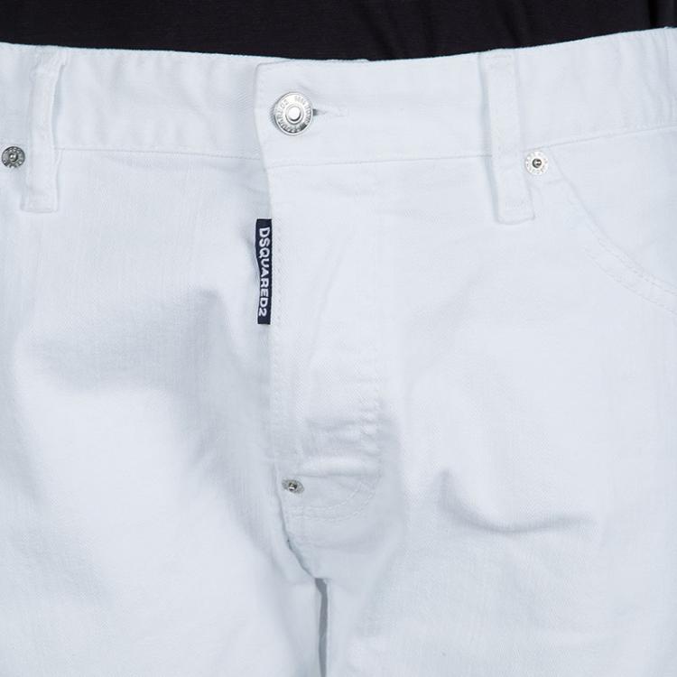 Pre Owned DSquared2 White Denim Bermuda Shorts L