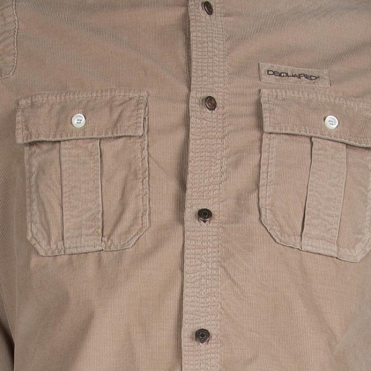 Pre Owned Dsquared  Beige Corduroy Button Front Shirt XXL