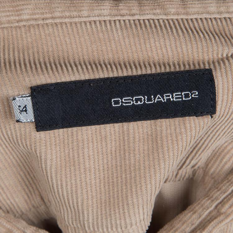 Pre Owned Dsquared  Beige Corduroy Button Front Shirt XXL