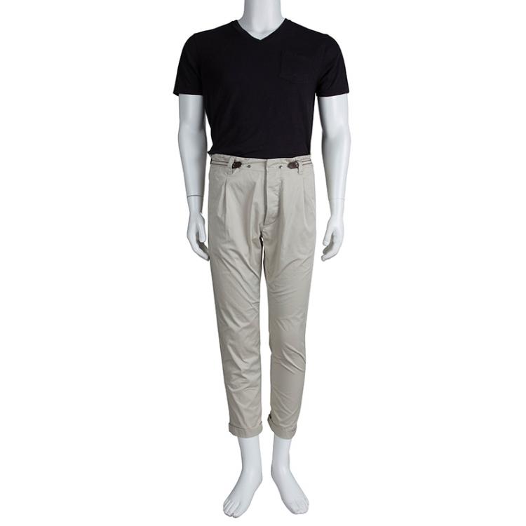 Pre Owned DSquared2 Beige Cotton Faux Boxer Waist Detail Chinos XS 