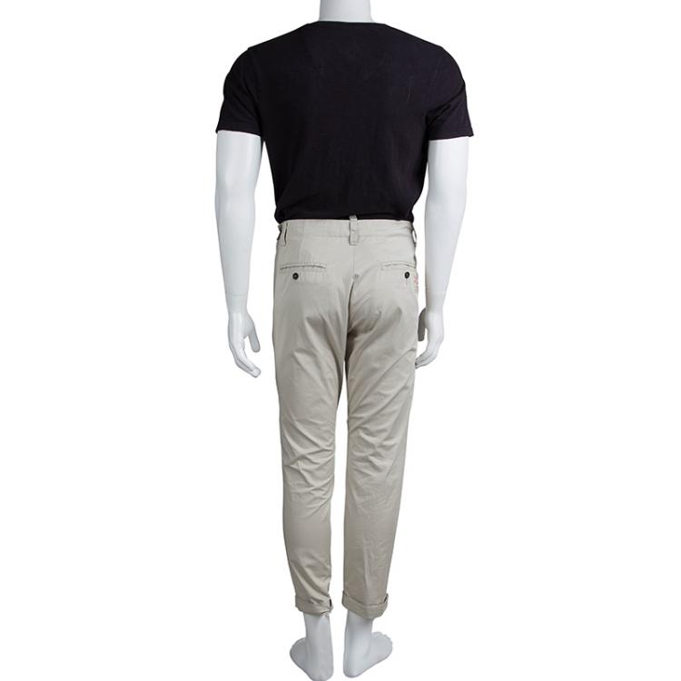 Pre Owned DSquared2 Beige Cotton Faux Boxer Waist Detail Chinos XS 