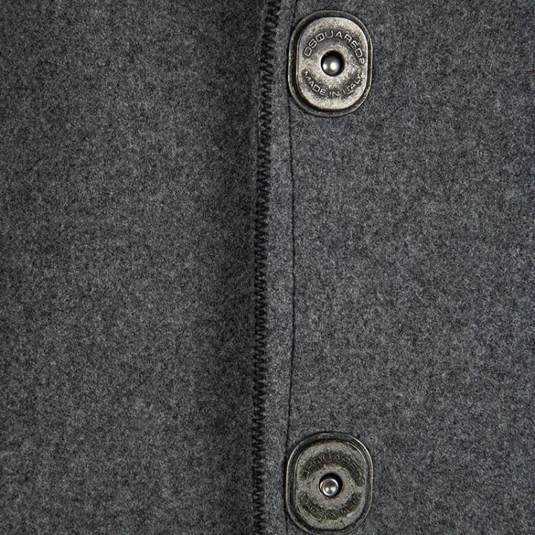 Pre Owned Dsquared2 Grey Wool Overcoat XL