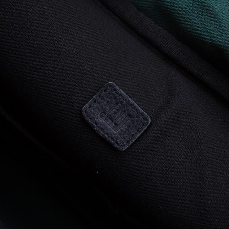 Pre Owned Dunhill Black Pebbled Leather Flap Messenger Bag