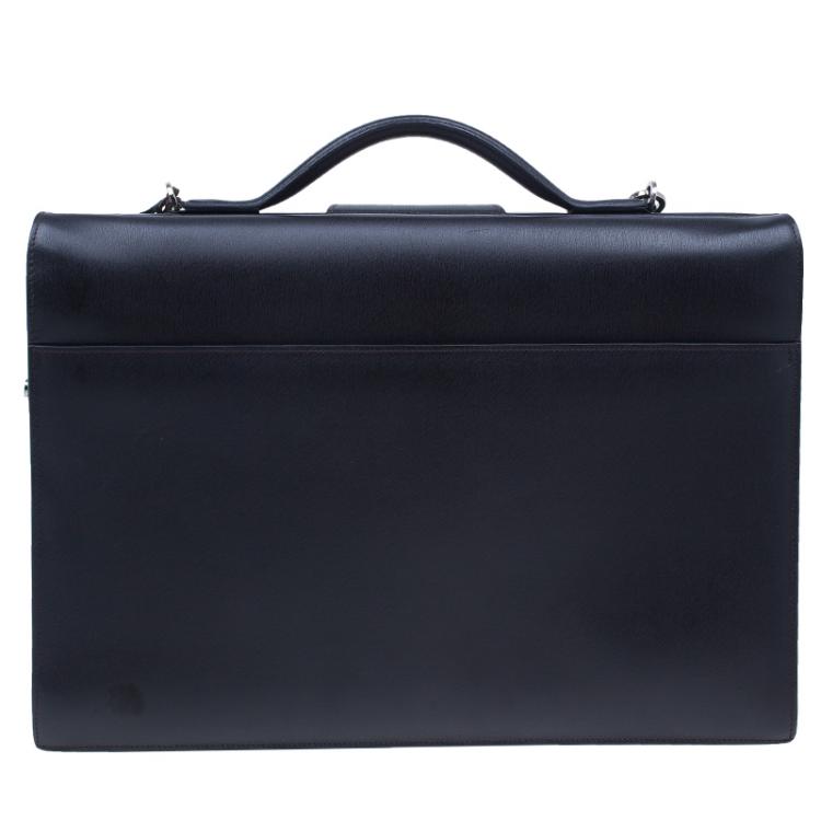 Pre Owned Dunhill Chocolate Brown Leather Doctor Messenger Bag