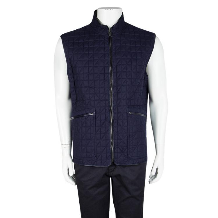 Pre Owned Dunhill Navy Blue Cotton Vest and Jacket Set L
