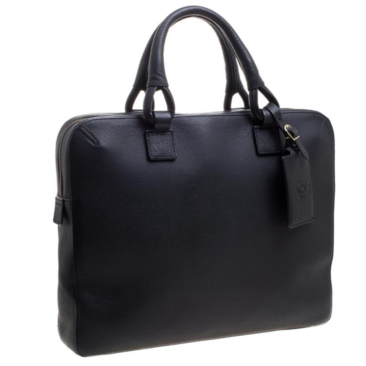 Pre Owned Dunhill Black Leather Business Briefcase