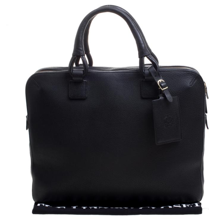 Pre Owned Dunhill Black Leather Business Briefcase