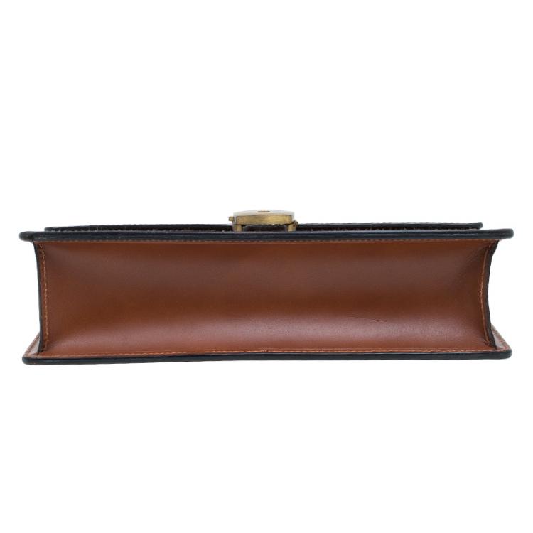 Pre Owned Dunhill Brown Leather Vintage Clutch Bag