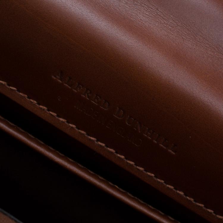 Pre Owned Dunhill Brown Leather Vintage Clutch Bag