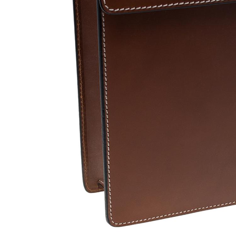 Pre Owned Dunhill Tan Leather Vintage Document Briefcase