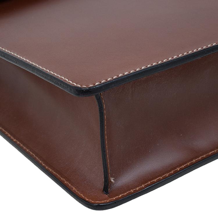 Pre Owned Dunhill Tan Leather Vintage Document Briefcase