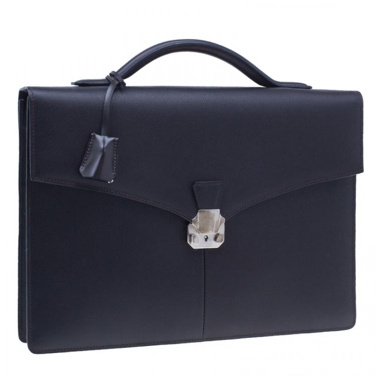 Pre Owned Dunhill Black Leather Confidential Briefcase