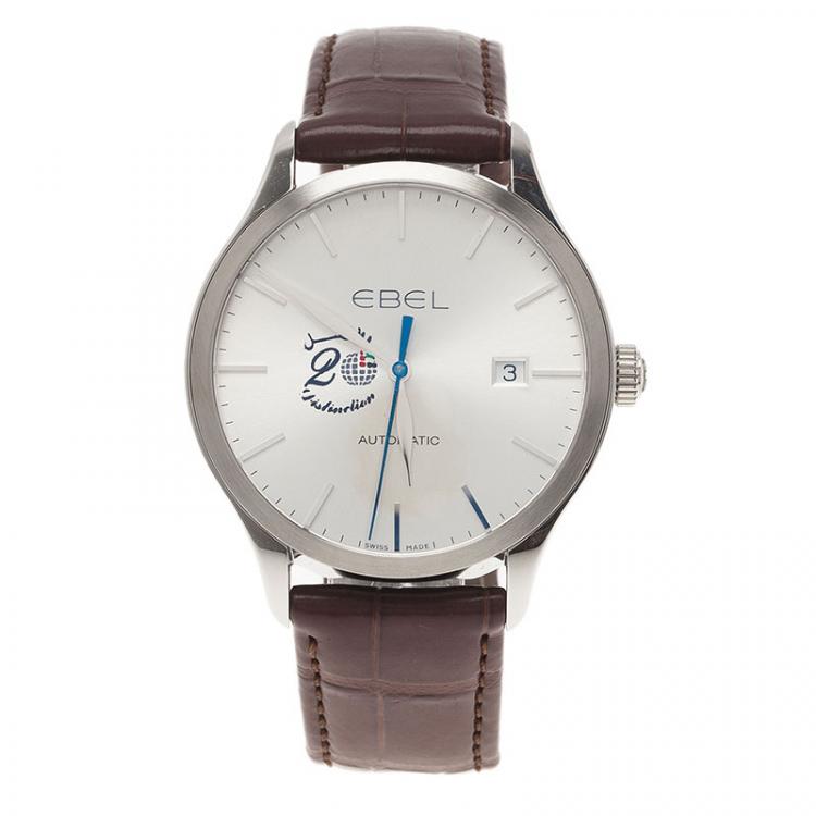 Pre Owned Ebel Silver Stainless Steel 100 Classic Men's Wristwatch 40MM