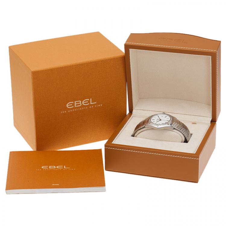 Pre Owned Ebel Mother of Pearl Stainless Steel Diamond Classic Men's Wristwatch 36MM