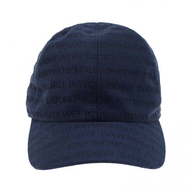 Pre Owned Emporio Armani Blue Logo Baseball Cap Size L