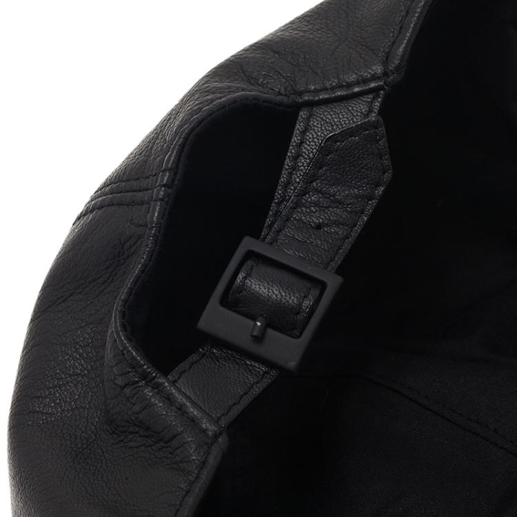 Pre Owned Emporio Armani Black Leather Cap Size S