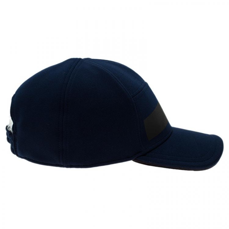 Pre Owned Emporio Armani Blue and Black Ribbed Logo Cap Size  L- XL 
