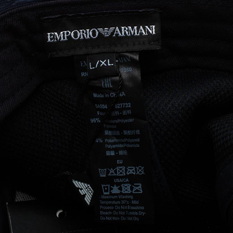 Pre Owned Emporio Armani Blue and Black Ribbed Logo Cap Size  L- XL 