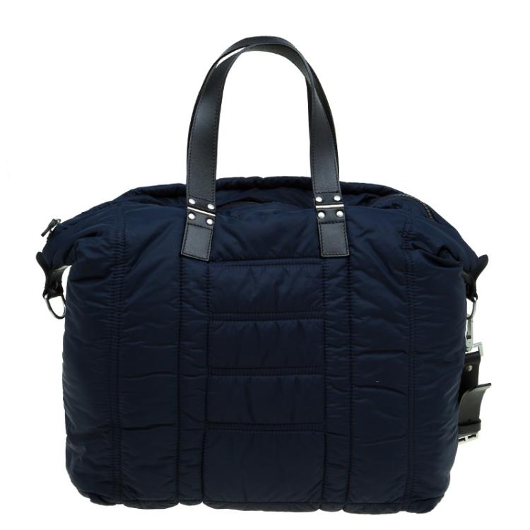 Pre Owned Emporio Armani Navy Blue Nylon Padded Shopper Tote