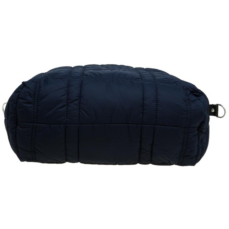 Pre Owned Emporio Armani Navy Blue Nylon Padded Shopper Tote