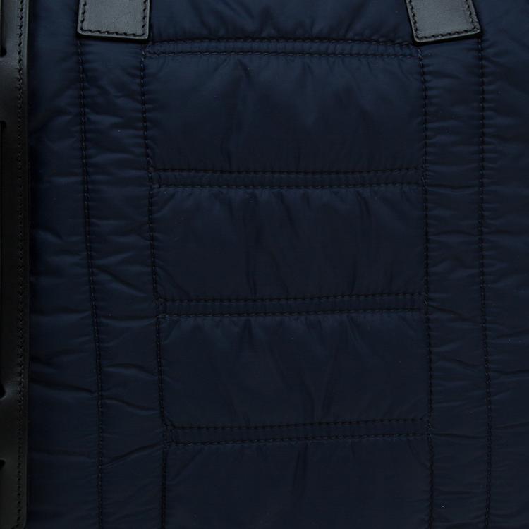 Pre Owned Emporio Armani Navy Blue Nylon Padded Shopper Tote